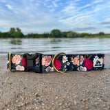 Summer Jewel Tone Floral Dog Collar, LakeLife Summer 2024, Teal Floral Dog Collar