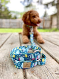 Lemon Drop Floral: Lake Life Dog Collar, Water Resistant Dog Collar, Outdoor Adventure Dog Collar