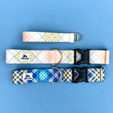 Spring 2022 LakeLife: Buttercup Plaid, Spring dog collar, water resistant dog collar, available in 3/4, 1" and 1.5"