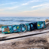 Lemon Drop Floral: Lake Life Dog Collar, Water Resistant Dog Collar, Outdoor Adventure Dog Collar