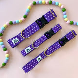 Spring 2026 Dog Collar, Purple Polka Dots Dog Collar, Purple Dog Collar