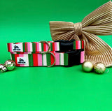 Christmas 2026 Winter Dog Collar Frosted Candy Stripe, Striped Winter Dog Collar
