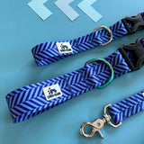 Spring 2026 Dog Collar, Blue Herringbone Dog Collar, Blue Dog Collar