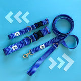 Spring 2026 Dog Collar, Blue Herringbone Dog Collar, Blue Dog Collar