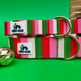 Christmas 2026 Winter Dog Collar Frosted Candy Stripe, Striped Winter Dog Collar