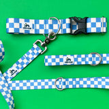 Summer 2026 Striped Dog Collar, The Seasonal Edit, Cornflower Blue Check, Checkered Dog Collar