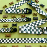 NEW Sage Check dog collar, sage green check dog collar, minimalist dog collar
