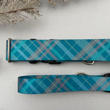 TUNDRA Blue Tartan Plaid Winter Dog Collar