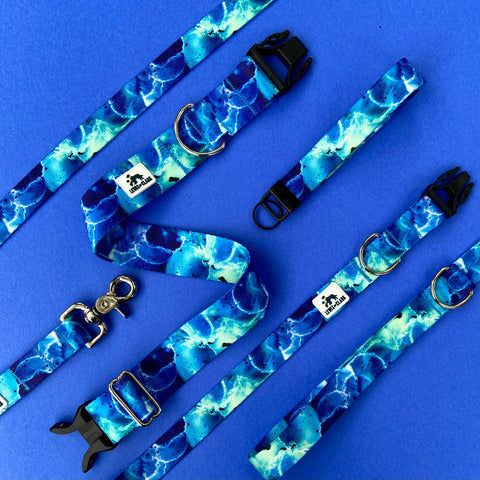 Summer LakeLife: Into the Deep, Abstract Alcohol Ink Water Dog Collar, Water Resistant Dog Collar