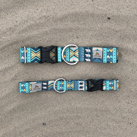 Brave Bear - Geometric Tribal Camping Dog Collar, Lake Life Water Resistant Dog Collar