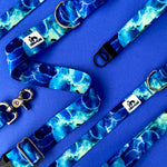 Summer LakeLife: Into the Deep, Abstract Alcohol Ink Water Dog Collar, Water Resistant Dog Collar